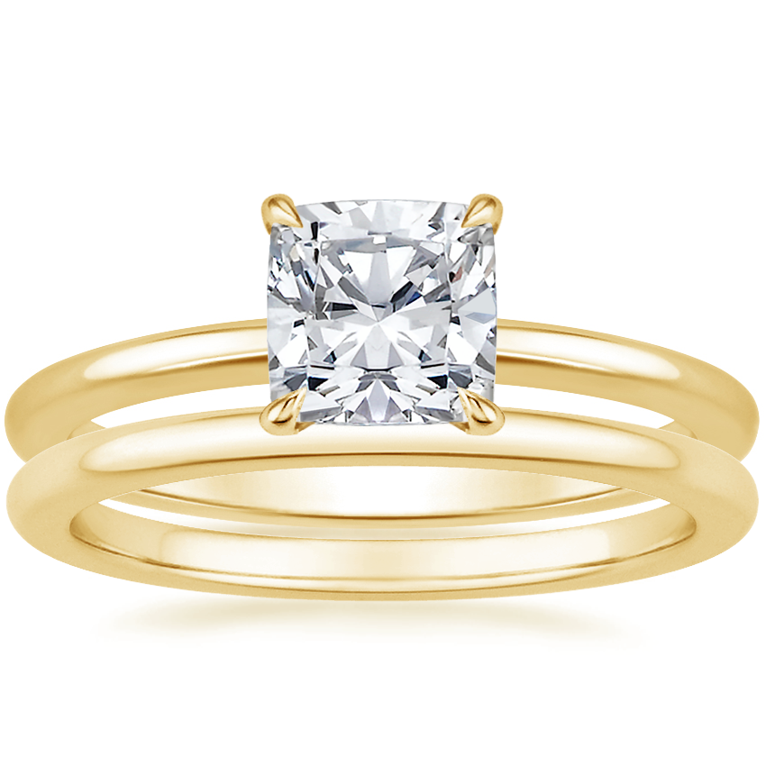 18K Yellow Gold Petite Elodie Ring with Petite Comfort Fit Wedding
